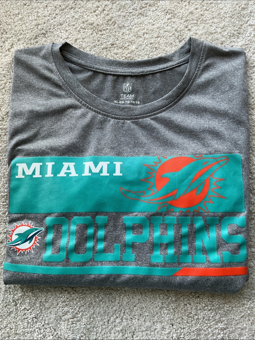 Miami Dolphins NFL Tee Shirt Gray Sz XL